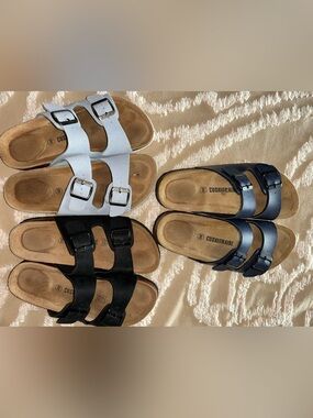 Cushionaire lot of three comfy sandals, size 8